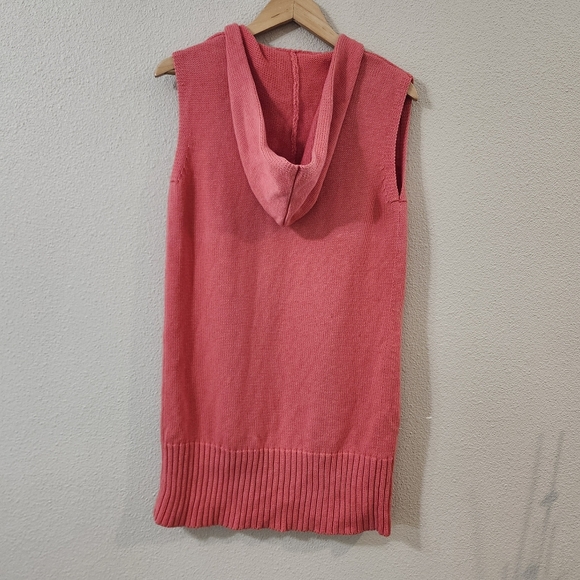 Bryn Walker Coral Sleeveless Knit Hooded Longline Cardigan Vest - Picture 5 of 11